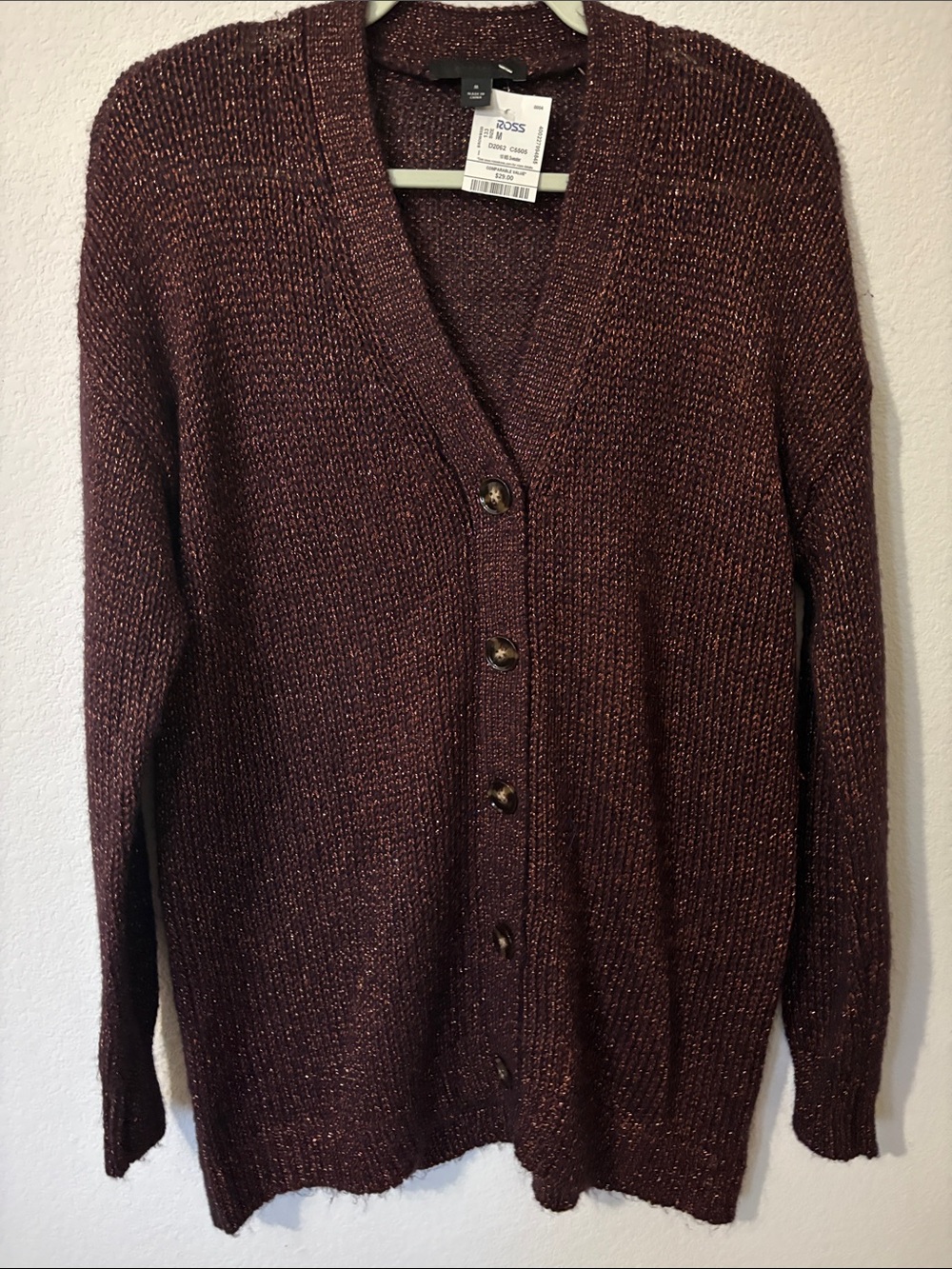 NWT Ann Taylor medium buttoned down cardigan 40%acrylic 39%polyester 21%metallic